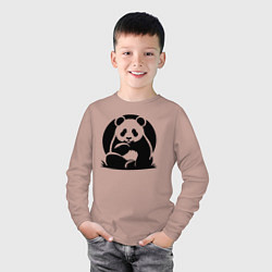 Лонгслив хлопковый детский Сидящая чёрная панда, цвет: пыльно-розовый — фото 2