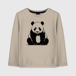 Лонгслив хлопковый детский Грустная панда сидит, цвет: миндальный