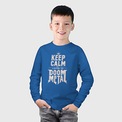Лонгслив хлопковый детский Слушай дум-метал, цвет: синий — фото 2