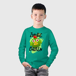 Лонгслив хлопковый детский Чикен ган - зомби, цвет: зеленый — фото 2