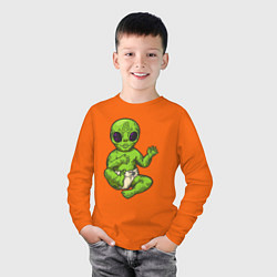 Лонгслив хлопковый детский Ребёнок пришельца, цвет: оранжевый — фото 2