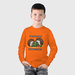 Лонгслив хлопковый детский Ёжики кололись плакали но продолжали есть кактус, цвет: оранжевый — фото 2