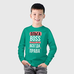 Лонгслив хлопковый детский Босс Оля - всегда права, цвет: зеленый — фото 2