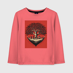 Лонгслив хлопковый детский Love tree, цвет: коралловый