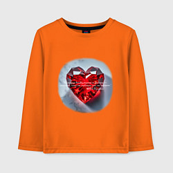 Лонгслив хлопковый детский Красное хрустальное сердце горит - стих Пушкина, цвет: оранжевый