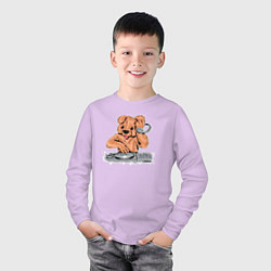 Лонгслив хлопковый детский Пёсик диджей, цвет: лаванда — фото 2