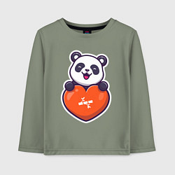 Лонгслив хлопковый детский Сердечная панда, цвет: авокадо