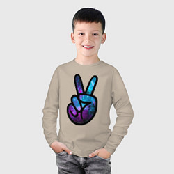 Лонгслив хлопковый детский Space peace, цвет: миндальный — фото 2