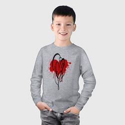 Лонгслив хлопковый детский Сердце красный сплэш, цвет: меланж — фото 2