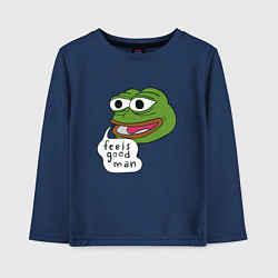 Лонгслив хлопковый детский Pepe feels good man, цвет: тёмно-синий