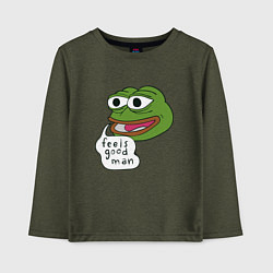 Лонгслив хлопковый детский Pepe feels good man, цвет: меланж-хаки