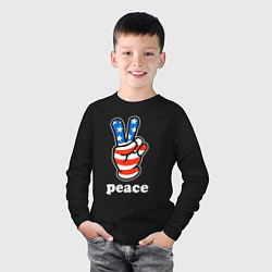 Лонгслив хлопковый детский USA peace, цвет: черный — фото 2
