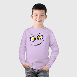 Лонгслив хлопковый детский Cute emoji, цвет: лаванда — фото 2