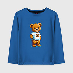 Лонгслив хлопковый детский Медвежонок в футболке, цвет: синий