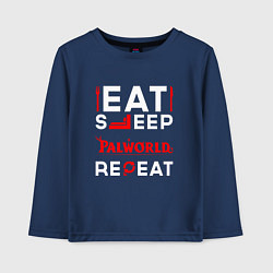 Детский лонгслив Надпись eat sleep Palworld repeat