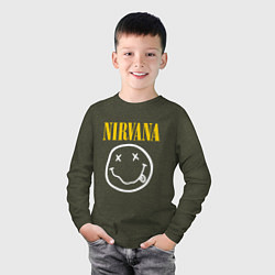 Лонгслив хлопковый детский Nirvana original, цвет: меланж-хаки — фото 2