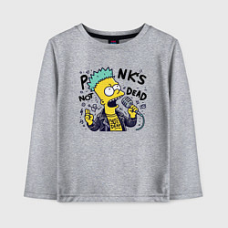 Лонгслив хлопковый детский Bart Simpson - punks not dead, цвет: меланж