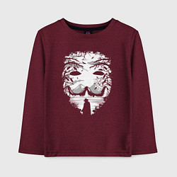 Лонгслив хлопковый детский Анонимус иллюзия горная, цвет: меланж-бордовый