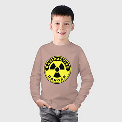 Лонгслив хлопковый детский Danger radiation sign, цвет: пыльно-розовый — фото 2