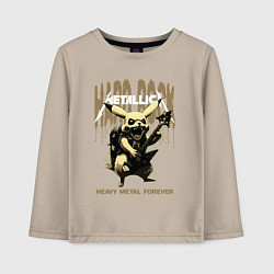Лонгслив хлопковый детский Metallica на фоне тяжёлого рока от Пикачу, цвет: миндальный