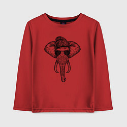 Лонгслив хлопковый детский Слон хипстер, цвет: красный