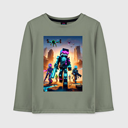 Лонгслив хлопковый детский Minecraft - cyberpunk ai art fantasy, цвет: авокадо