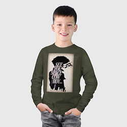 Лонгслив хлопковый детский Спайк Ковбой Бибоп, цвет: меланж-хаки — фото 2