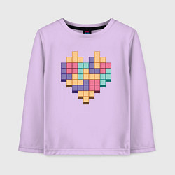 Лонгслив хлопковый детский Игровое сердце из пикселей, цвет: лаванда