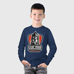 Лонгслив хлопковый детский Помни свои корни, цвет: тёмно-синий — фото 2