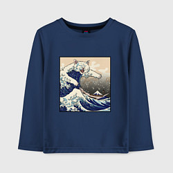 Лонгслив хлопковый детский Большой котяра в Канагаве, цвет: тёмно-синий