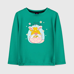 Лонгслив хлопковый детский Пасха гном заячьи ушки, цвет: зеленый