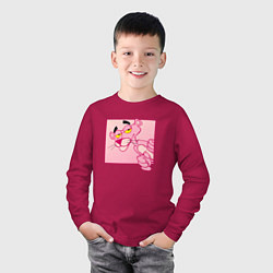 Лонгслив хлопковый детский Розовая пантера из мультфильма, цвет: маджента — фото 2
