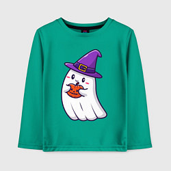 Лонгслив хлопковый детский Добрый призрак, цвет: зеленый