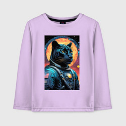 Лонгслив хлопковый детский Пантера бравый космонавт - нейросеть, цвет: лаванда