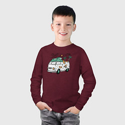 Лонгслив хлопковый детский Summer trip VW, цвет: меланж-бордовый — фото 2