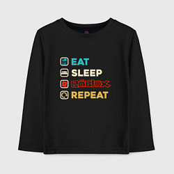 Лонгслив хлопковый детский Eat sleep roblox repeat art, цвет: черный