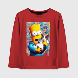 Детский лонгслив Bart Simpson with a kitten - ai art