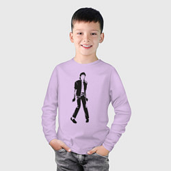 Лонгслив хлопковый детский Черный силуэт Джексона, цвет: лаванда — фото 2