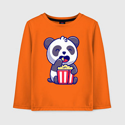 Лонгслив хлопковый детский Панда ест попкорн, цвет: оранжевый