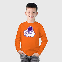 Лонгслив хлопковый детский Космонавт на облачке, цвет: оранжевый — фото 2