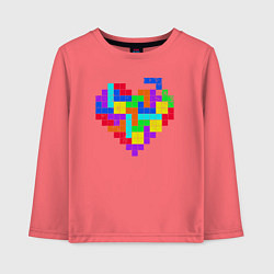 Лонгслив хлопковый детский Color tetris, цвет: коралловый