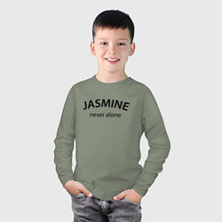 Лонгслив хлопковый детский Jasmine never alone - motto, цвет: авокадо — фото 2