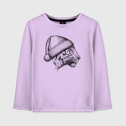 Лонгслив хлопковый детский Профиль новогоднего тигра, цвет: лаванда
