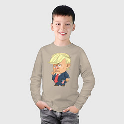 Лонгслив хлопковый детский Мистер Трамп, цвет: миндальный — фото 2