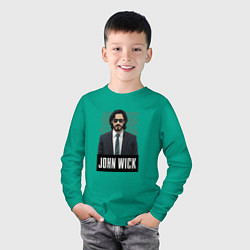 Лонгслив хлопковый детский Джон Уик в черных очках, цвет: зеленый — фото 2