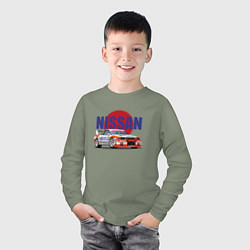 Лонгслив хлопковый детский Nissan Skyline GTR 32, цвет: авокадо — фото 2