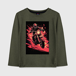 Лонгслив хлопковый детский Мотокросс красные брызги, цвет: меланж-хаки