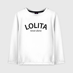 Лонгслив хлопковый детский Lolita never alone - motto, цвет: белый