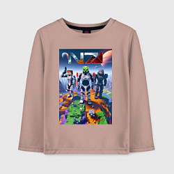 Лонгслив хлопковый детский Mass effect and Minecraft - ai art collaboration, цвет: пыльно-розовый