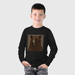 Лонгслив хлопковый детский Медведь странный, цвет: черный — фото 2